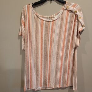 🔥$5 if bundled🔥 Above & Beyond white, pink and gray stripe tunic, women's 2X